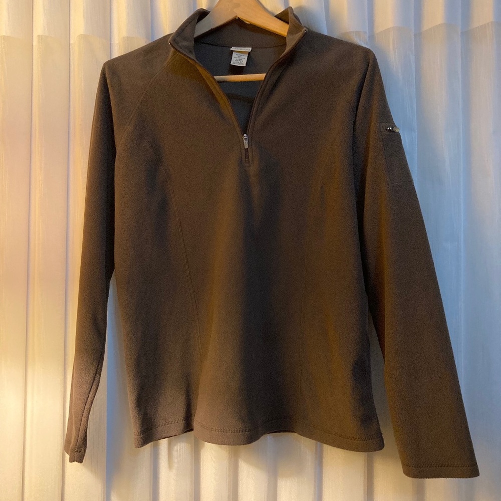 Lightweight Fleece - LL Bean - L - 1/4 Zip Brown Women's Jacket, Zipper Pocket